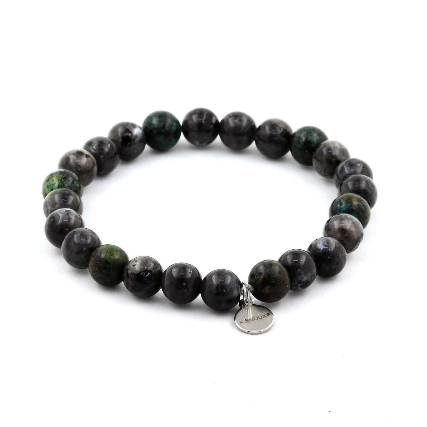 Labradorite + Turquoise Africaine. Bracelet Perles naturelles