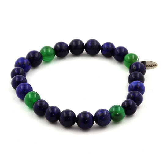 Lapis Lazuli + Agate verte Bracelet Perles
