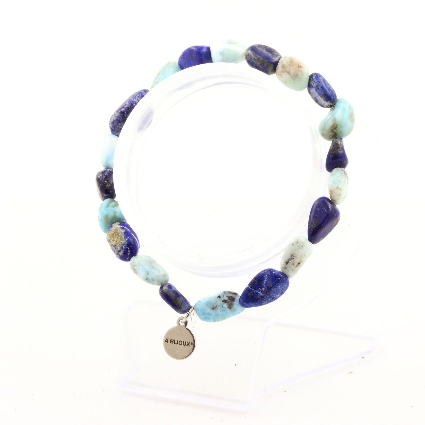Larimar de République dominicaine + Lapis Lazuli du Pakistan. Bracelet en pierres naturelles