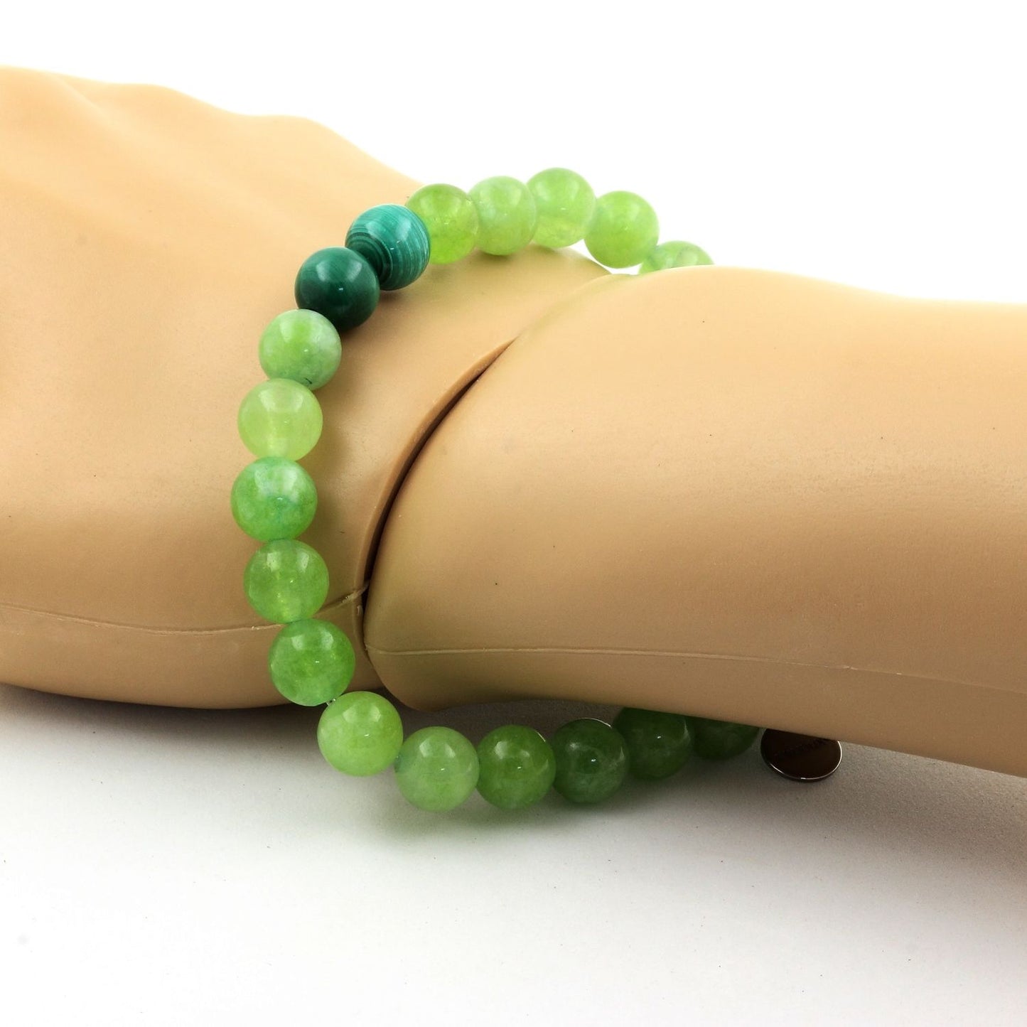 Malachite du Congo + Péridot. Bracelet Perles