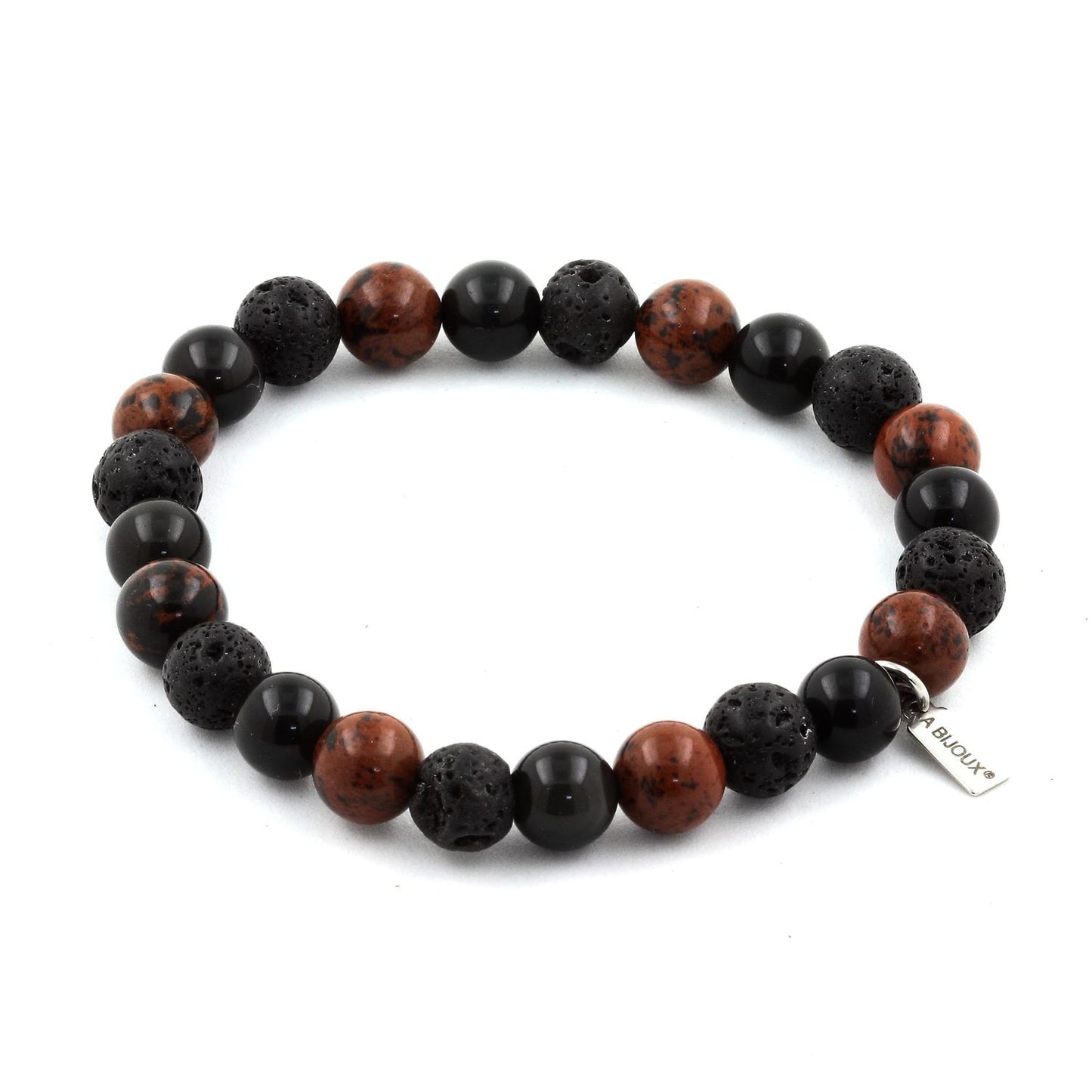 Obsidienne Mahogany + Obsidienne noire + Lave Bracelet Perles