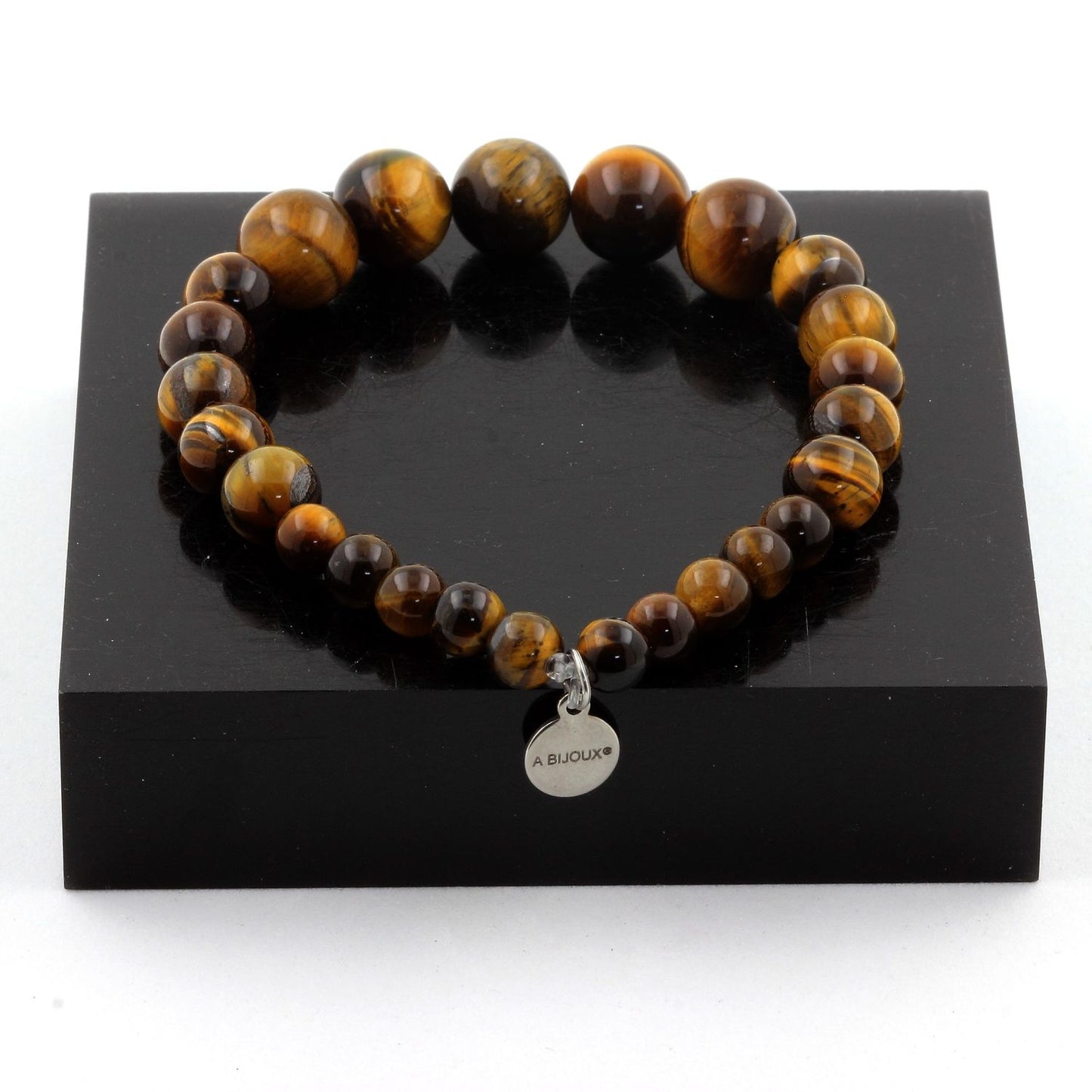 Oeil de Tigre 6 mm + 8 mm + 10 mm. Bracelet Perles naturelles