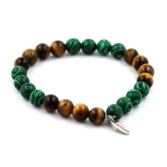 Oeil de Tigre + Malachite (avec résine) Bracelet Perles