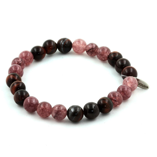 Oeil de Tigre rouge + Lépidolite Bracelet Perles