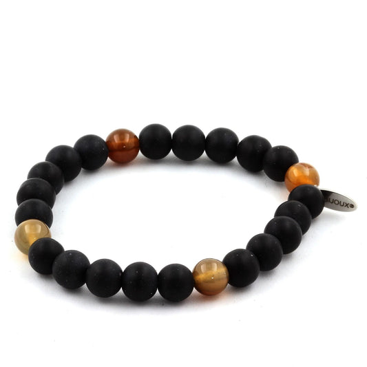 Onyx noir mat + Agate de Rêve Bracelet Perles