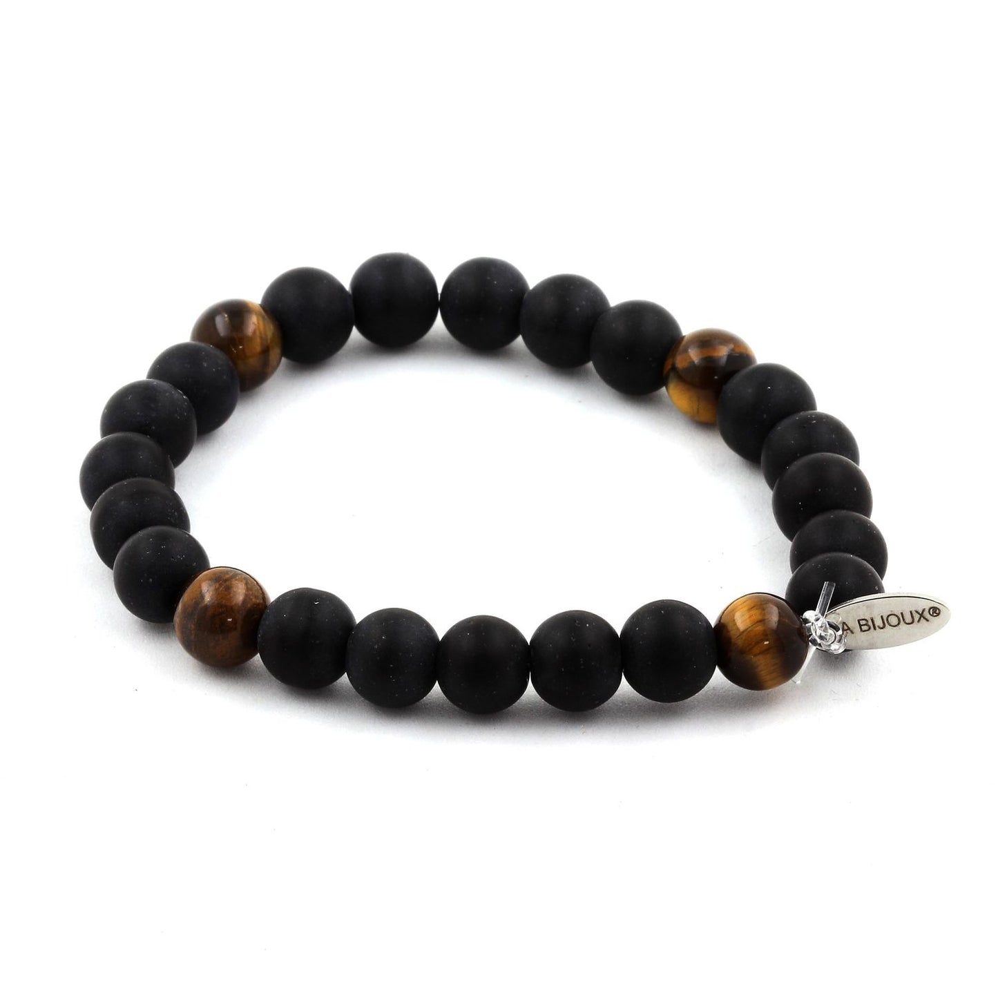 Onyx noir mat + Oeil de Tigre Bracelet Perles