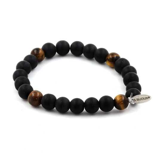 Onyx noir mat + Oeil de Tigre Bracelet Perles