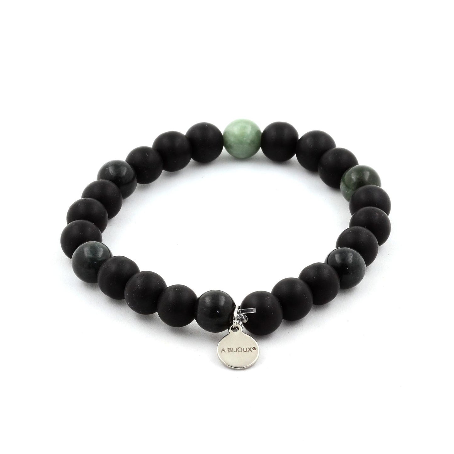 Onyx noir mat + Seraphinite de Russie. Bracelet Perles naturelles