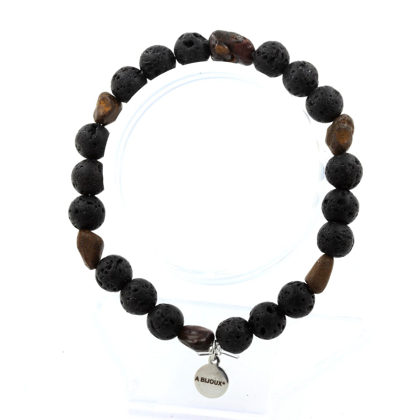 Opale Boulder d'Australie + Perles Lave. Bracelet en Perles naturelles