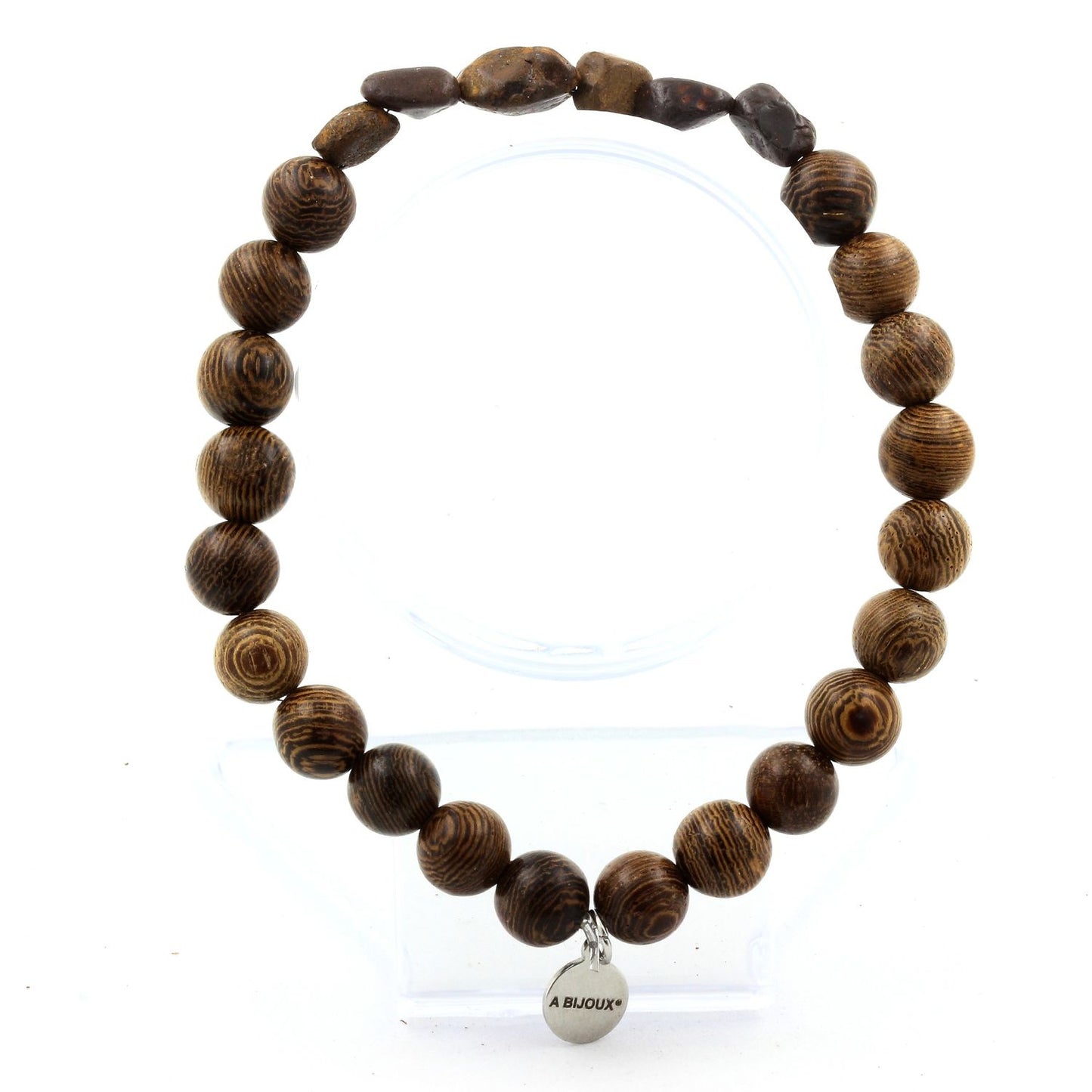 Opale Boulder d'Australie + Perles bois. Bracelet en Perles naturelles