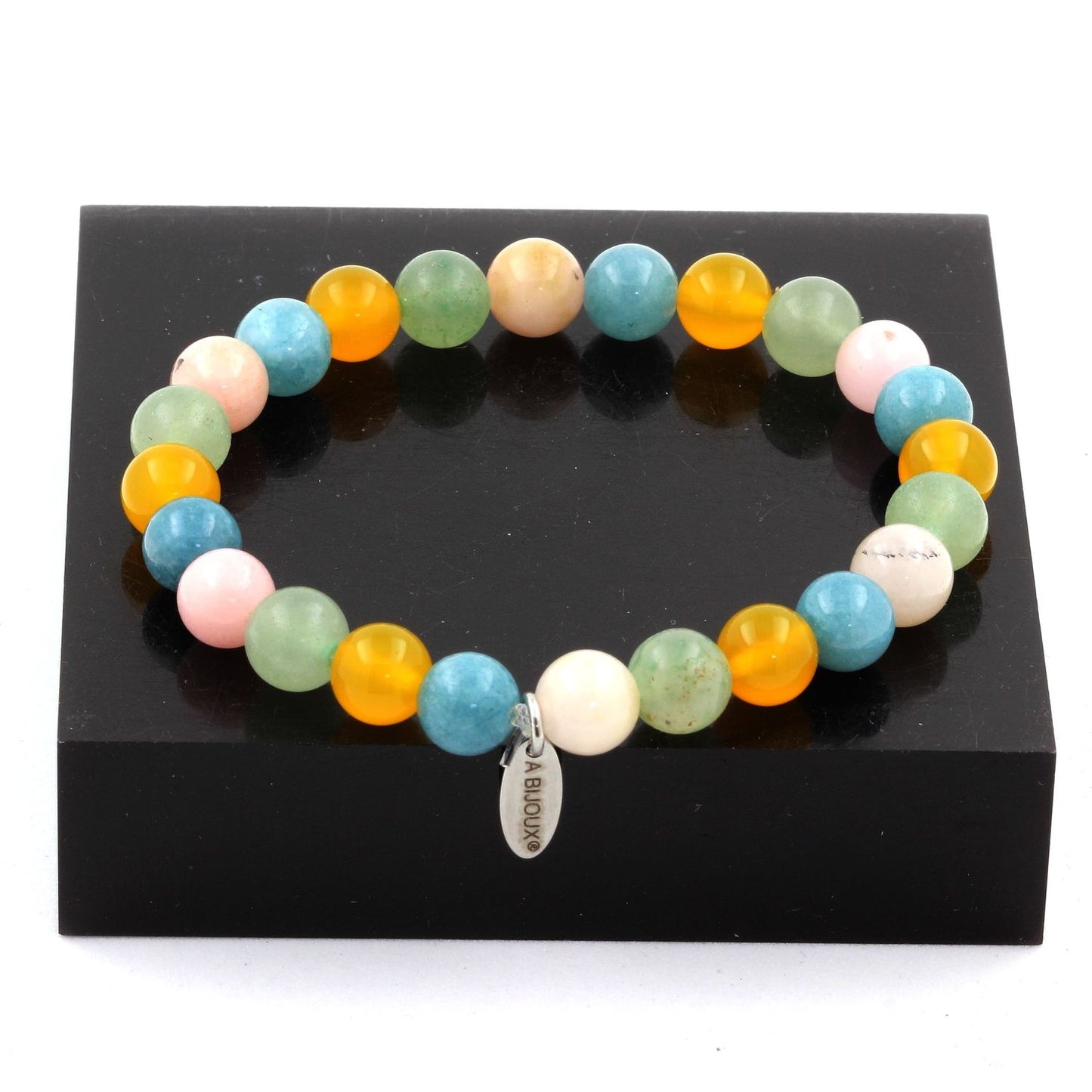 Opale Rose + Aigue-Marine + Agate jaune + Péridot Bracelet Perles