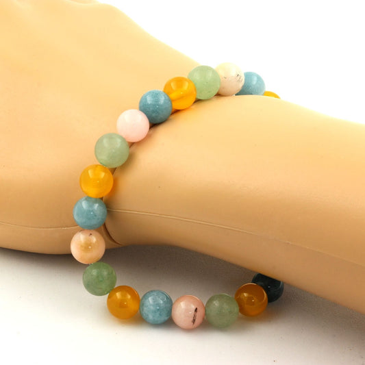 Opale Rose + Aigue-Marine + Agate jaune + Péridot Bracelet Perles