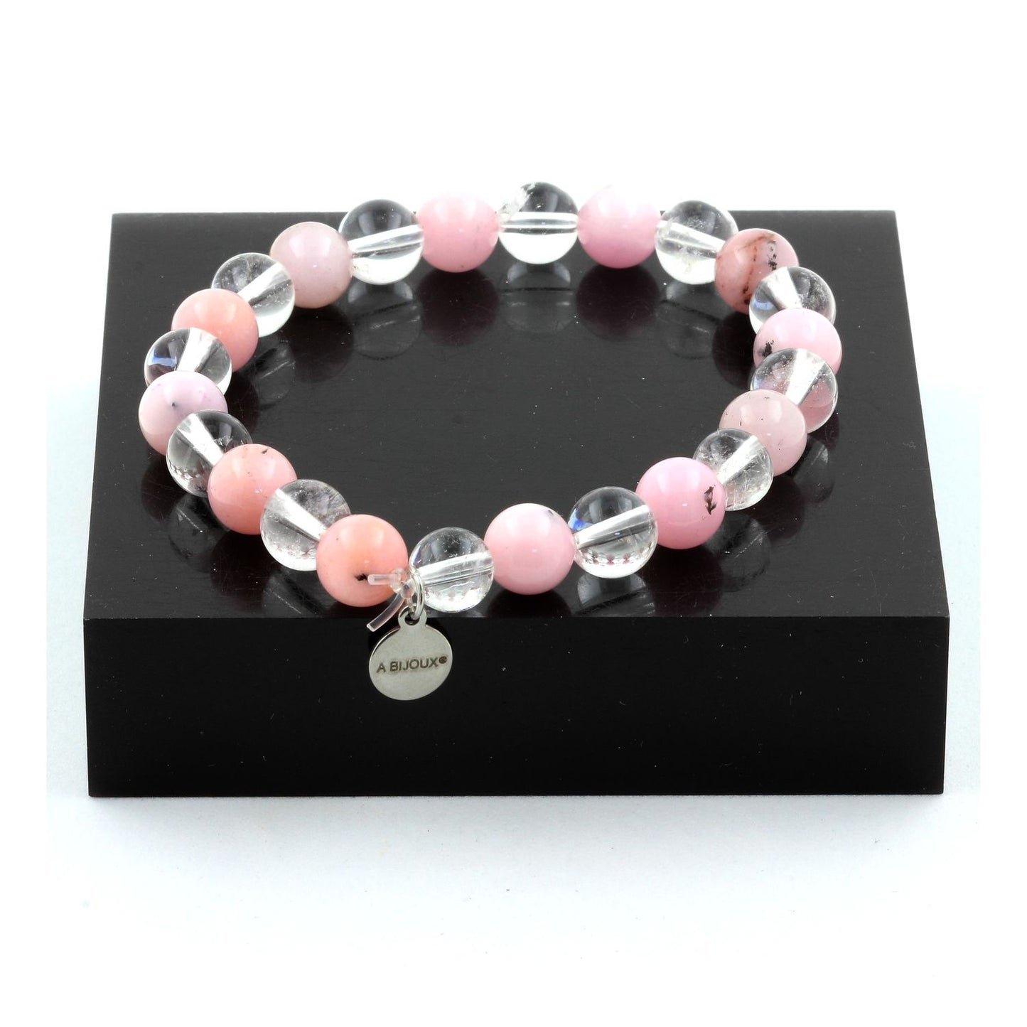 Opale Rose + Quartz. Bracelet en Perles naturelles