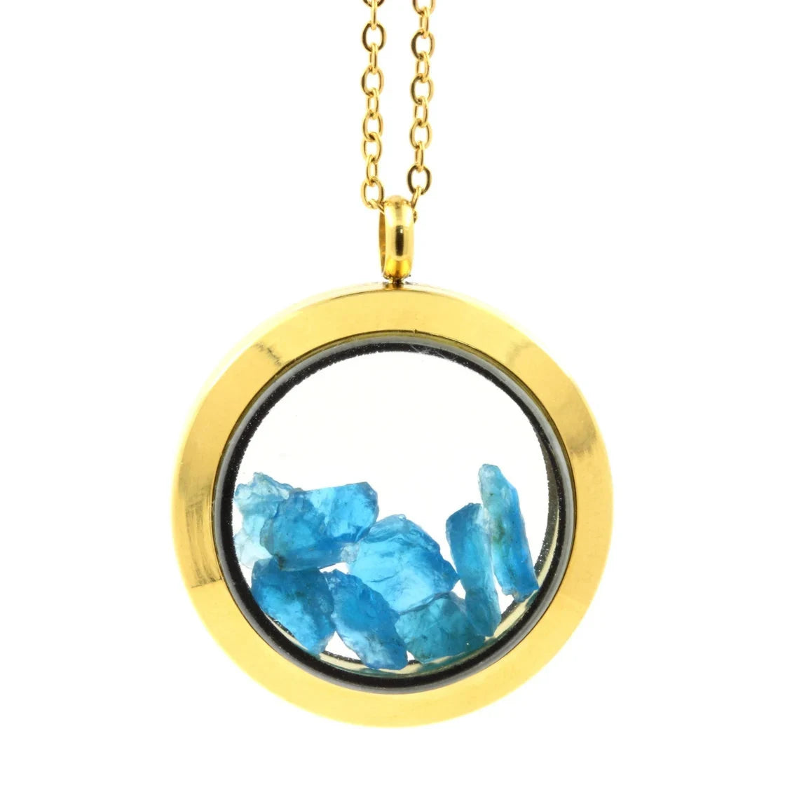 Collier Apatite bleu neon modèle Médaillon