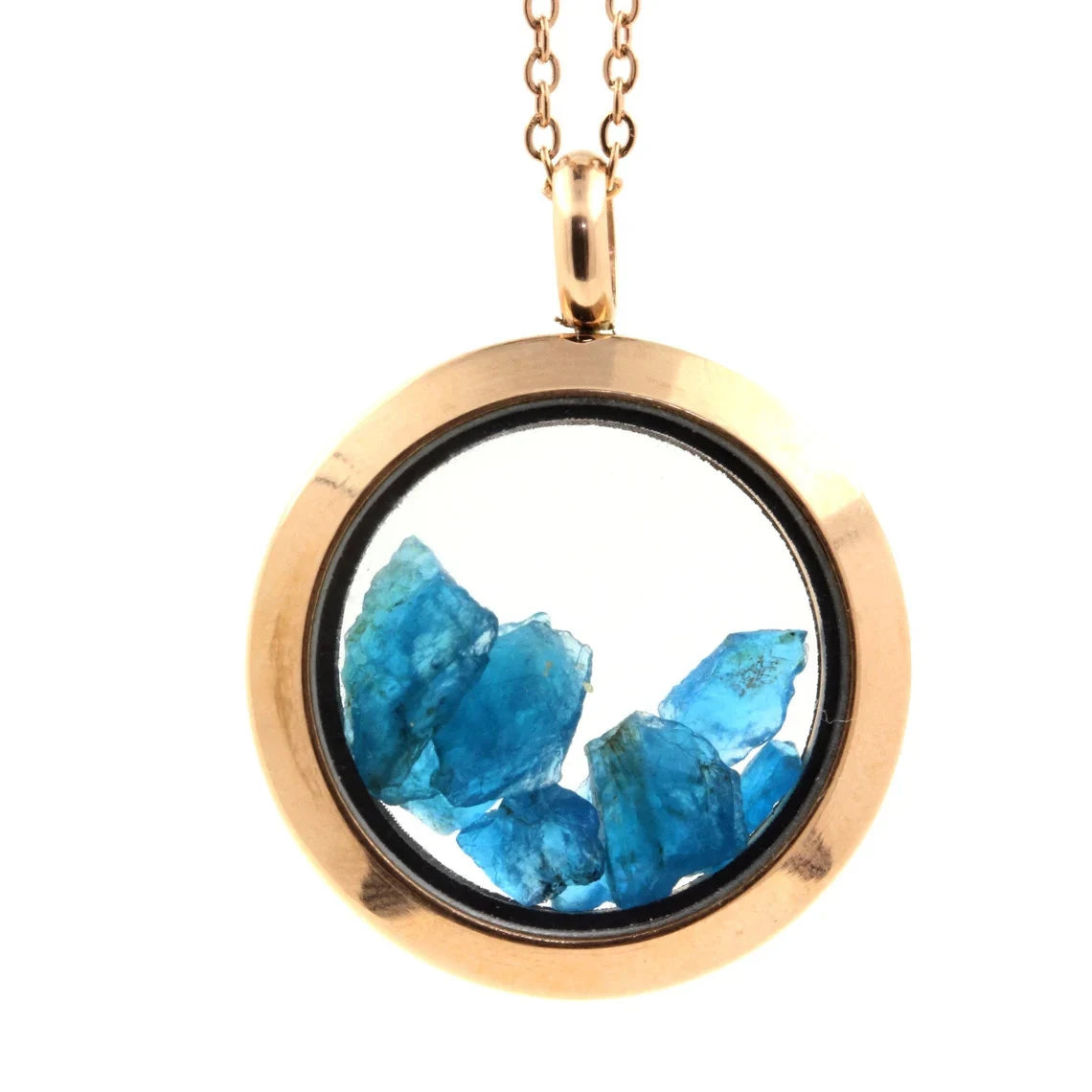 Collier Apatite bleu neon modèle Médaillon