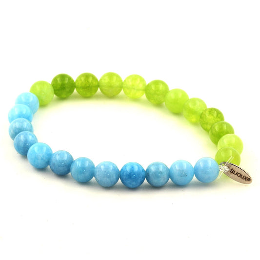 Péridot + Calcédoine bleu Bracelet Perles