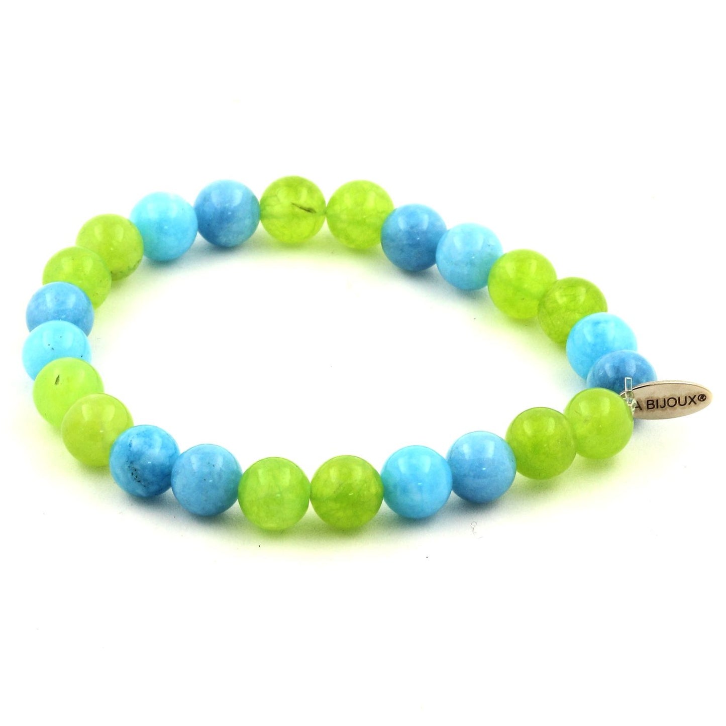 Péridot + Calcédoine bleu Bracelet Perles