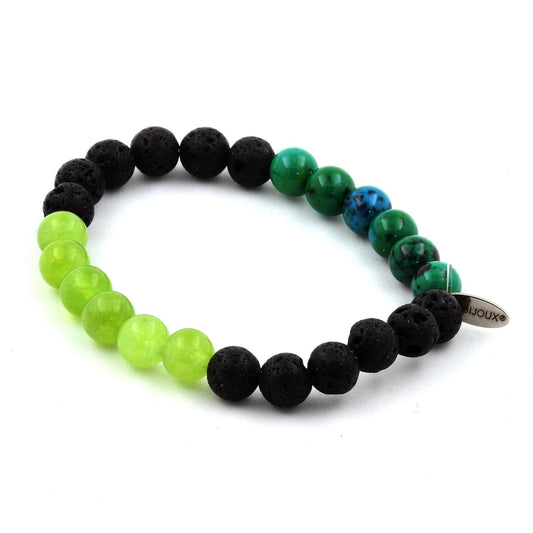Péridot + Chrysocolle + Lave Bracelet Perles