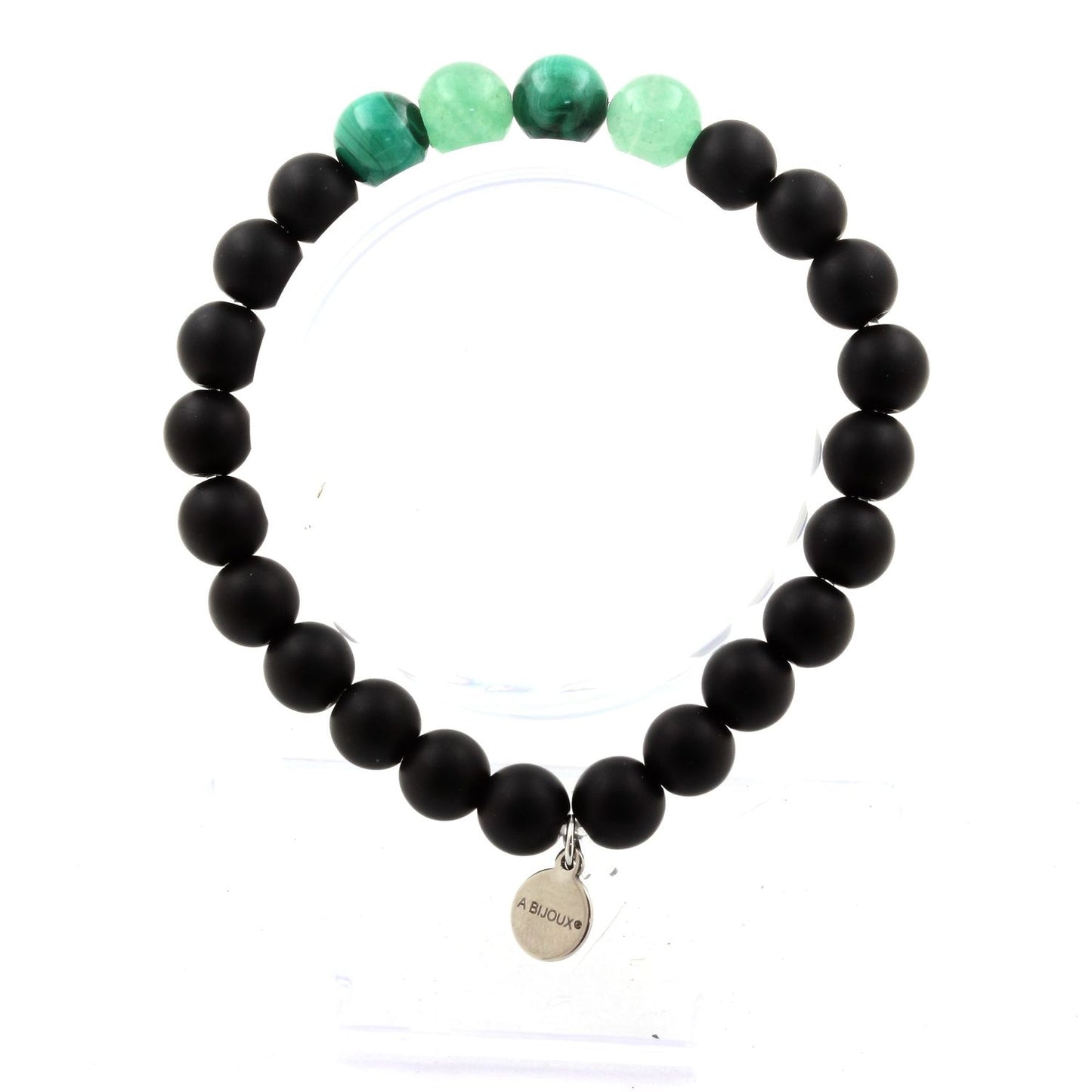 Malachite du Congo + Aventurine + Onyx noir mat. Bracelet en Perles naturelles