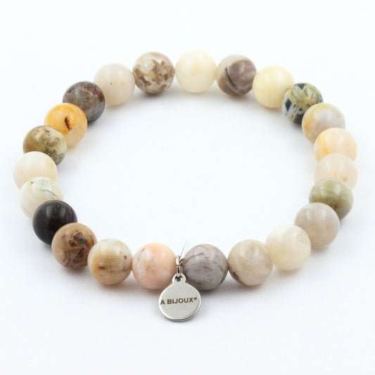 Perles Agate Feuille de Bambou. Bracelet en Perles naturelles