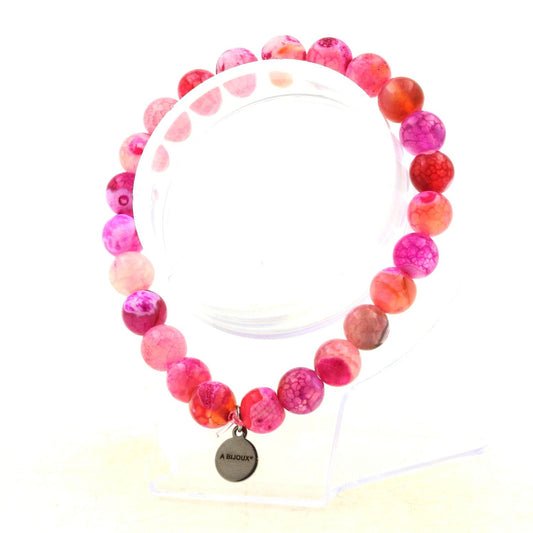 Agate craquelé rouge. Bracelet en Perles naturelles