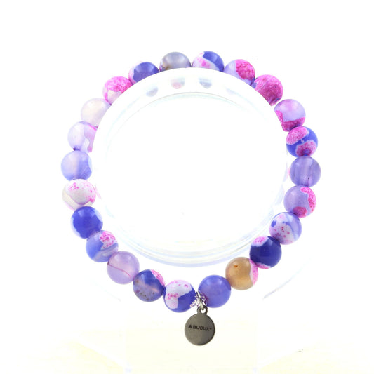 Agate veines de Dragon fuchsia et bleu. Bracelet en Perles naturelles