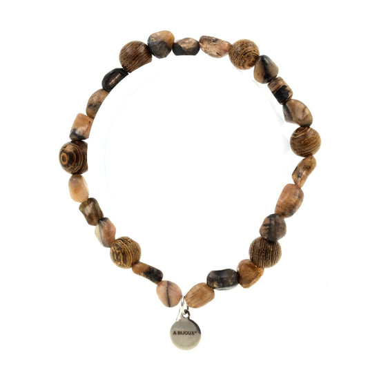 Perles Andalousite des USA + bois 8 mm. Bracelet en Perles naturelles