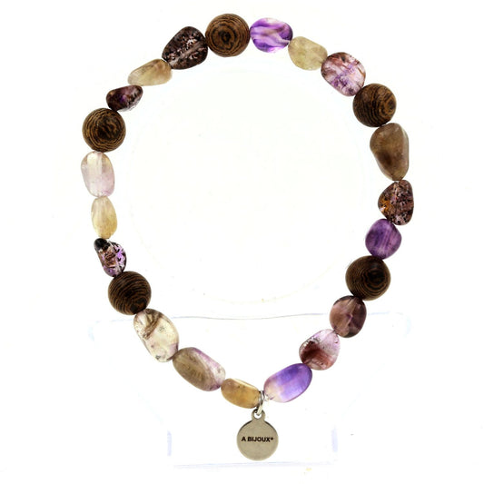 Perles Auralite du Canada + bois 8 mm. Bracelet en Perles naturelles