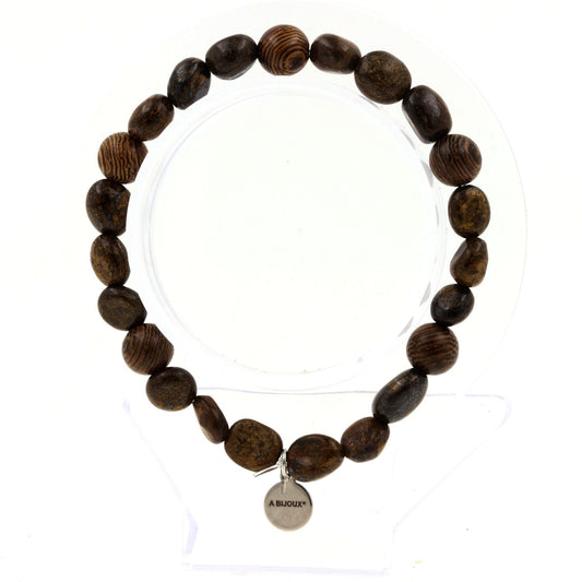Perles Bronzite du Brésil + bois 8 mm. Bracelet en Perles naturelles