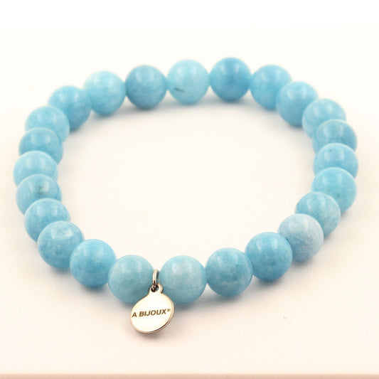 Perles Calcédoine bleu. Bracelet en Perles naturelles