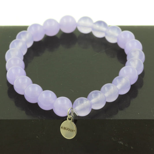 Perles Calcédoine lavande. Bracelet en Perles naturelles