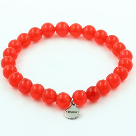 Perles Calcédoine rouge. Bracelet en Perles naturelles