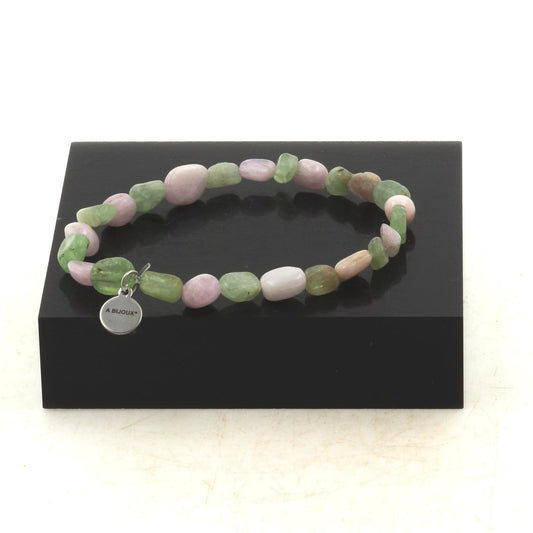 Perles Cyanite verte du Brésil + Kunzite du Brésil. Bracelet en Perles naturelles