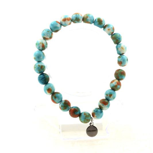Perles Jaspe bleu orange. Bracelet en Perles naturelles