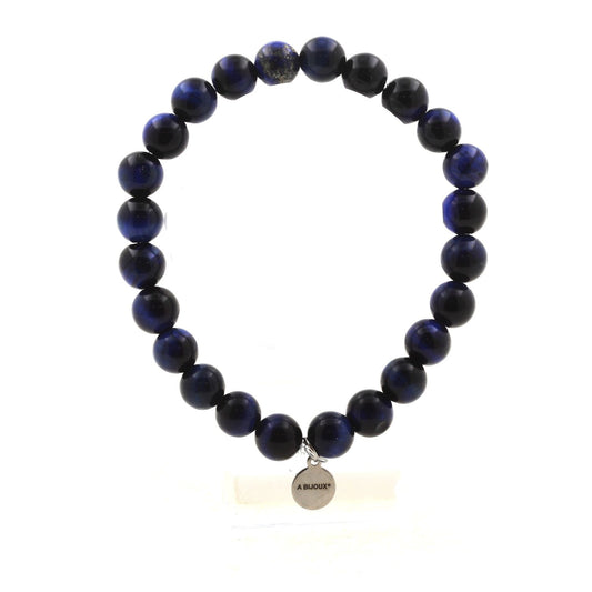 Perles Oeil de Tigre Bleu 8 mm. Bracelet en Perles naturelles