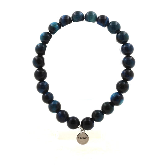 Perles Oeil de Tigre Bleu clair 8 mm. Bracelet en Perles naturelles