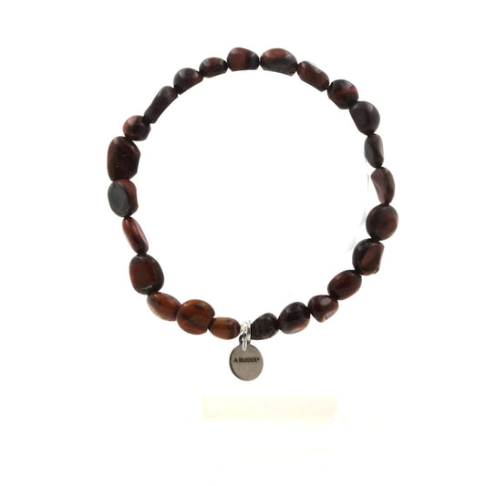 Perles Oeil de Tigre rouge du Brésil 8 mm. Bracelet en Perles naturelles