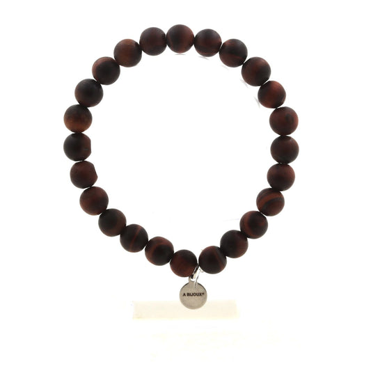 Perles Oeil de Tigre rouge mat 8 mm. Bracelet en Perles naturelles