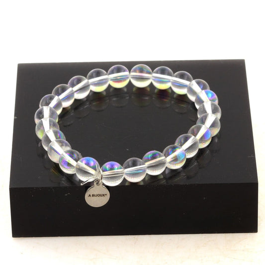 Perles Quartz Titane 8 mm. Bracelet en Perles naturelles