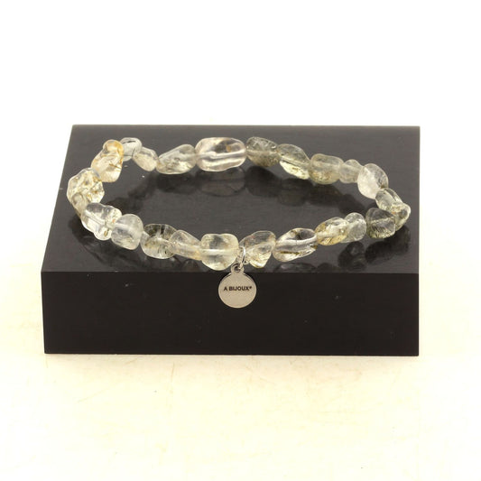 Perles Quartz Tourmaline rutile du Brésil. Bracelet en Perles naturelles