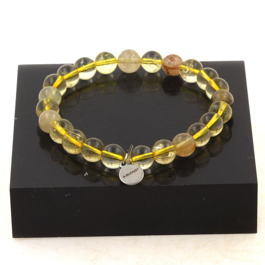 Perles Quartz rutile 8 mm. Bracelet en Perles naturelles