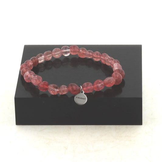 Perles Strawberry Quartz de Madagascar. Bracelet en Perles naturelles