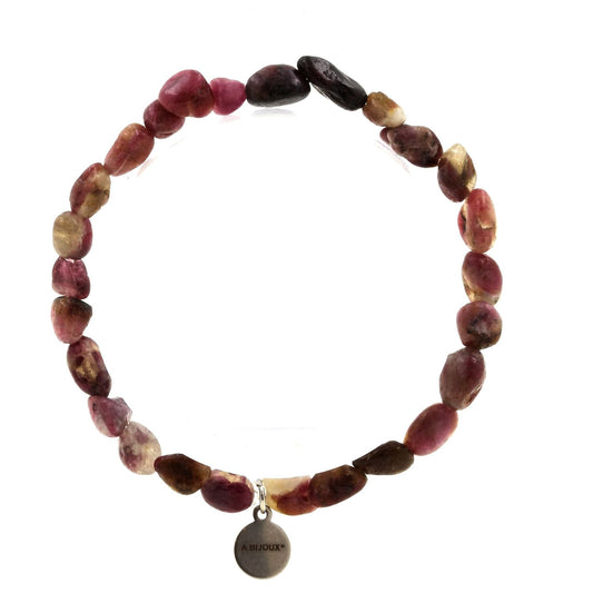 Perles Tourmaline Rubellite du Brésil. Bracelet en Perles naturelles