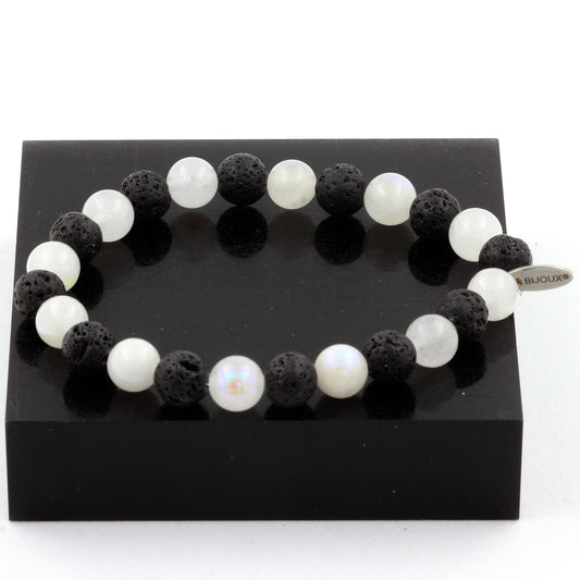 Pierre de lune + Lave Bracelet Perles