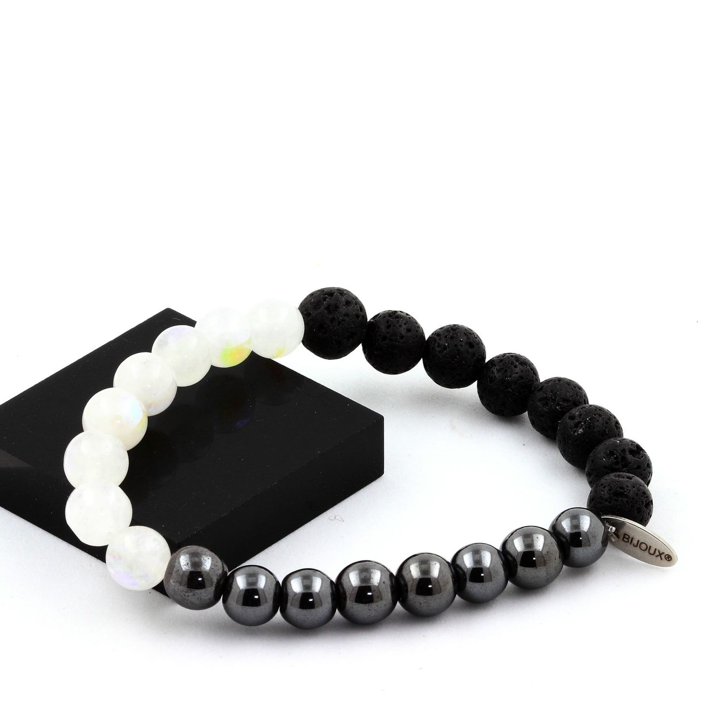 Pierre de lune + Lave + Hématite Bracelet Perles