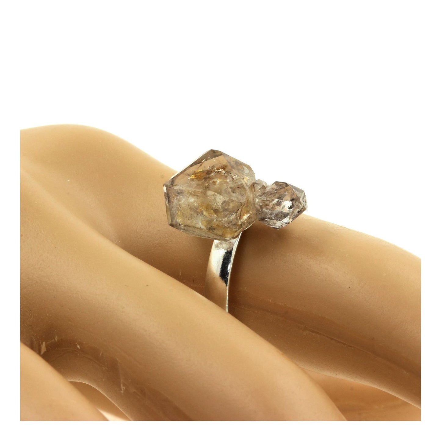 Bague Quartz Diamant à inclusions de pétrole