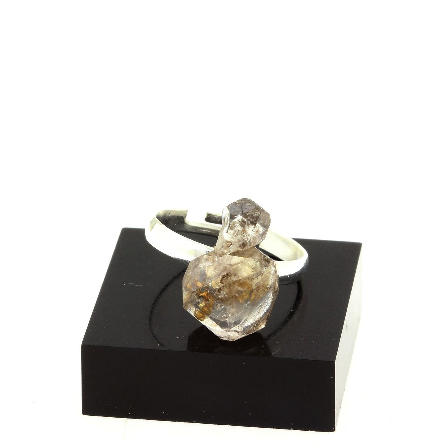 Bague Quartz Diamant à inclusions de pétrole