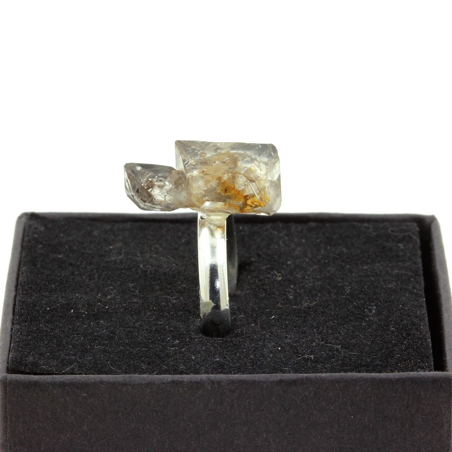 Bague Quartz Diamant à inclusions de pétrole