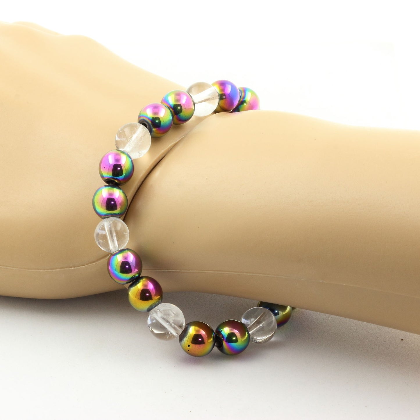 Quartz + Hématite multicolore. Bracelet Perles naturelles