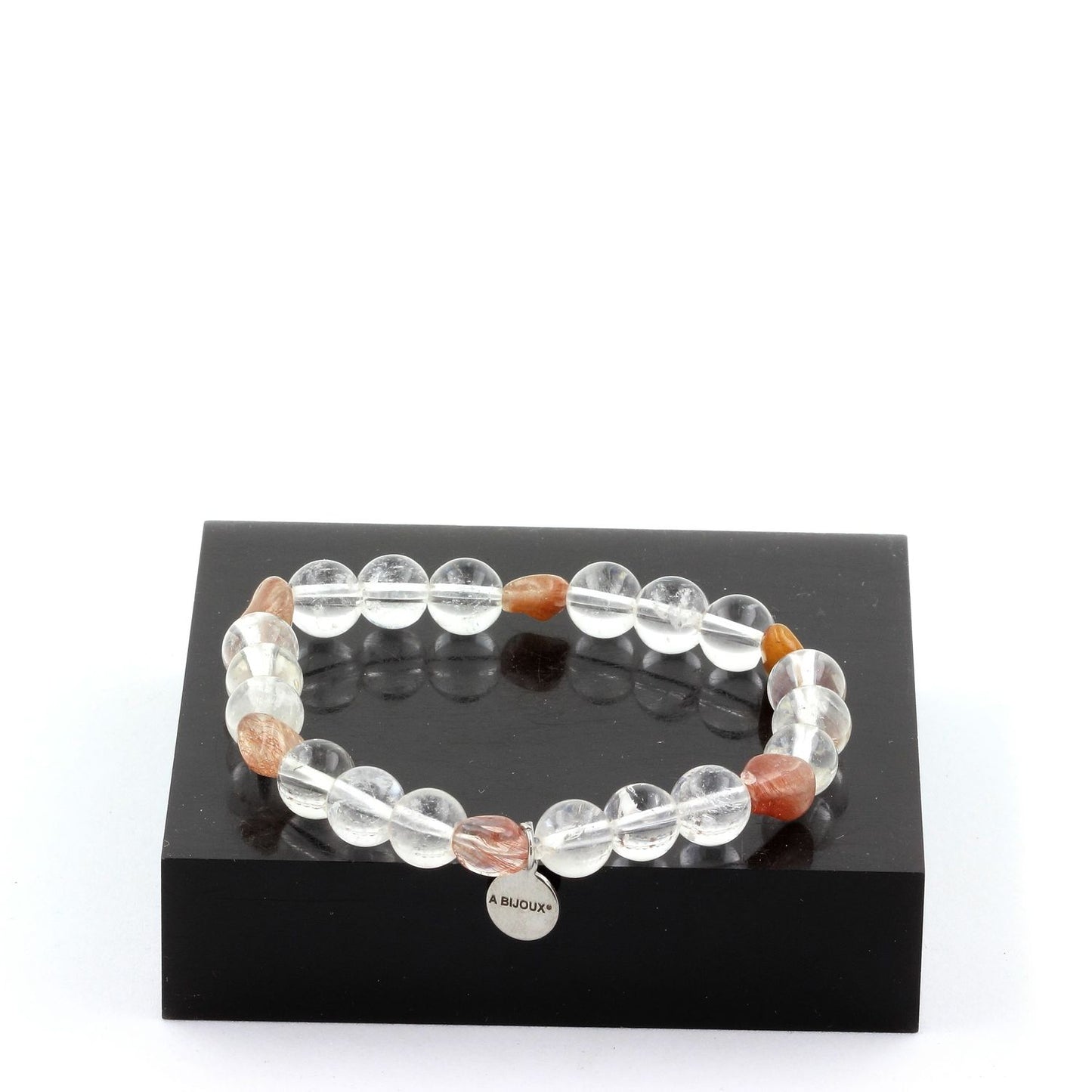 Quartz rutile rouge du Brésil + Perles Quartz. Bracelet Perles naturelles